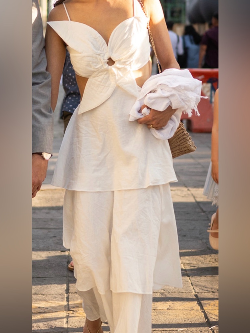 FARM Rio Cream Tiered Maxi Dress with Front Knot - Picture 8 of 8